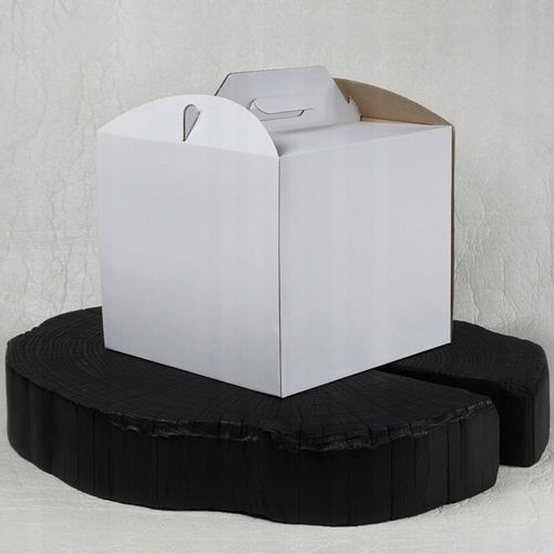 Karton pudełko na tort ciasto 26x26x25 cm BIAŁE opakowanie BARDZO MOCNE na Arena.pl