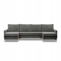 NAROŻNIK BLANK XXL U PODWÓJNY KANAPA Rozkładana DUŻY JASNY SZARY