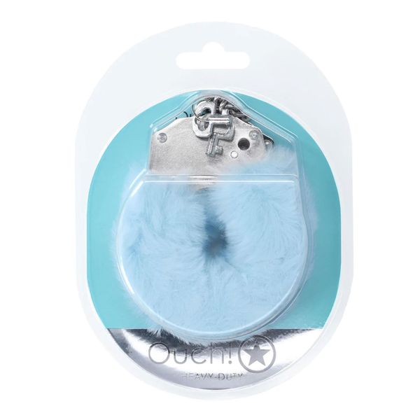 Heavy-Duty Fluffy Handcuffs - Powder Blue zdjęcie 2