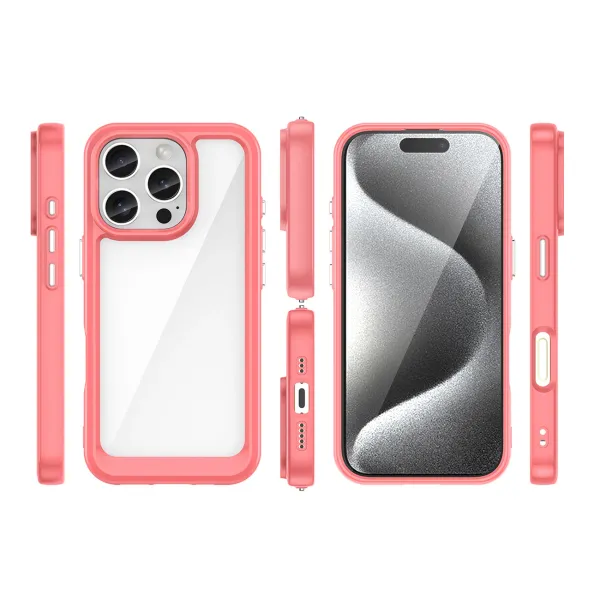 etui outer space case z żelową ramką do iphone 16 pro max - czerwone zdjęcie 2