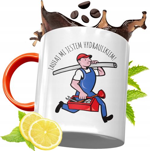 Kubek Pomarańczowy Dla Hydraulika Prezent Z Nadrukiem Ze Zdjęciem na Arena.pl