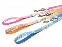 Smycz dla psa z kwiatowym wzorem świecącym w ciemności - pomarańczowa 120cm