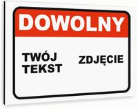 Tabliczka znak informacyjny 40x30 Biała TWÓJ TEKST Nierdzewna NADRUK UV
