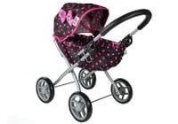 ND24_5250 Wozek dla lalek Alice czarny w rozowe g