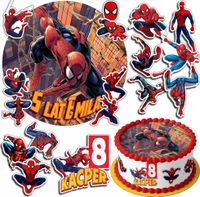 ZESTAW OPŁATEK NA TORT 30CM +17 POSTACI - SPIDER MAN + IMIĘ 24CM 26CM