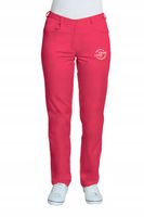 Spodnie medyczne damskie na pasku kosmetyczne z HAFTOWANYM z LOGO