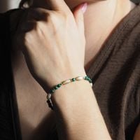 Bransoletka mix - Malachit, Muszla, Hematyt i srebro złocone