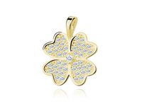 Delikatna pozłacana srebrna zawieszka koniczyna cyrkonia cyrkonie srebro 925 Z0819CG_W