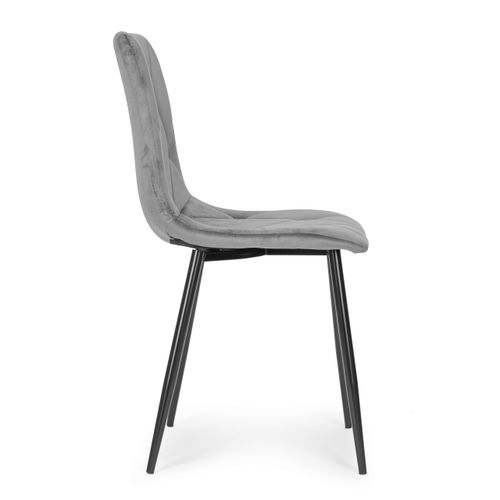 Komplet 4 krzeseł krzesło pikowane welurowe do jadalni i salonu szare na Arena.pl