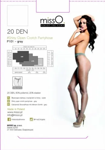 misso p101 rajstopy z wycięciem szare s/m eleganckie połyskujące na Arena.pl