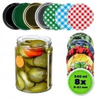 SŁOIK SŁOIKI 540 ml 500 ml NA PRZETWORY MIÓD 8 szt ZAKRĘTKI WIECZKA FI 82