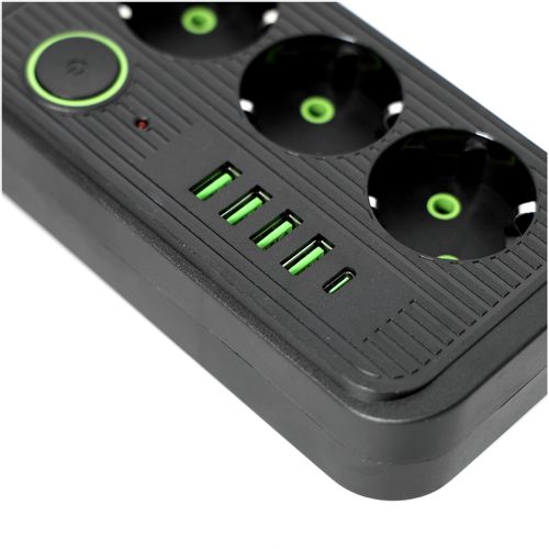 Przedłużacz Listwa Zasilająca 5m 3gn + 4x USB-A + USB-C Wyłącznik Czarny na Arena.pl