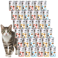 MOKRA KARMA DLA KOTA TufTuf puszka kawałki mięsne MIX SMAKÓW ZESTAW 36x415g