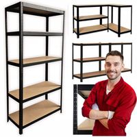 REGAŁ METALOWY MAGAZYNOWY GARAŻOWY WARSZTATOWY 180CM CZARNY PIWNICA