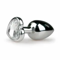 diogol plug aluminiowy z kryształem serce srebrny rozmiar s