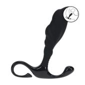 Rippled With Hard Loop Silicone Prostate Massager - M - Black