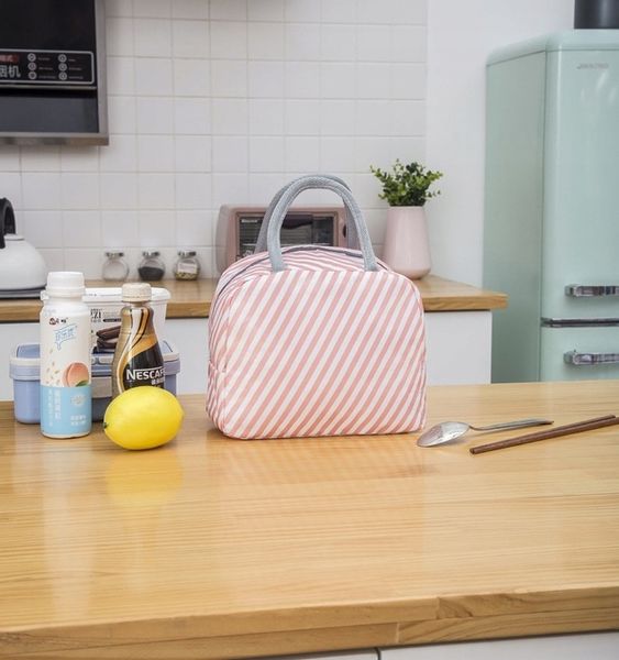 Torebka Termiczna LUNCH BOX Izolowana Na Jedzenie Błękitna Różowe Flamingi zdjęcie 4