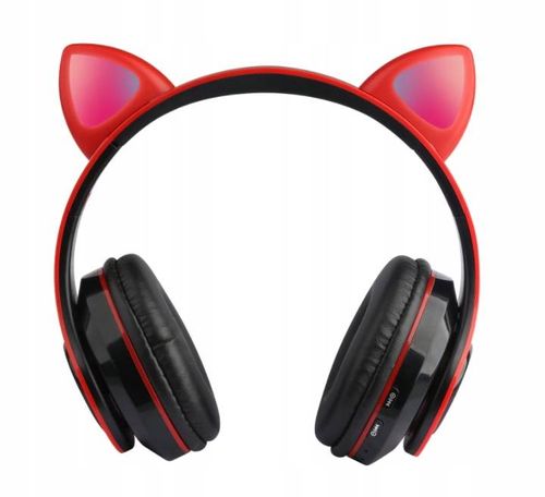 BEZPRZEWODOWE SŁUCHAWKI USZY KOTA KOCIE LED RGB na Arena.pl