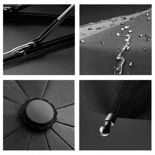 PARASOLKA AUTOMATYCZNA Z LATARKĄ LED PARASOL SKŁADANY PEŁEN AUTOMAT CZARNY na Arena.pl