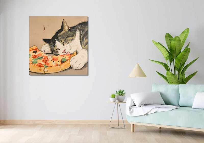 Obraz 90x90cm Pizza Dla Kota zdjęcie 2