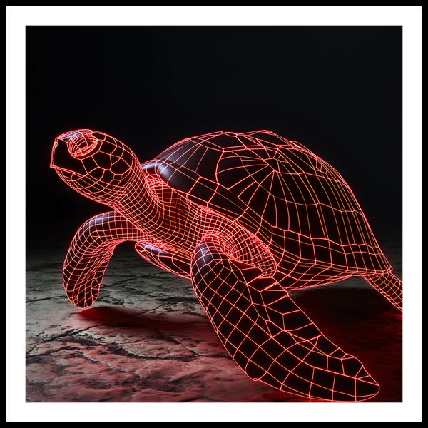 Plakat 60x60cm Neonowy Żółw zdjęcie 3