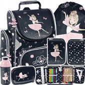 TORNISTER SZKOLNY PLECAK DLA DZIEWCZYNKI BALETNICA DUŻY ZESTAW DO 1 KLASY