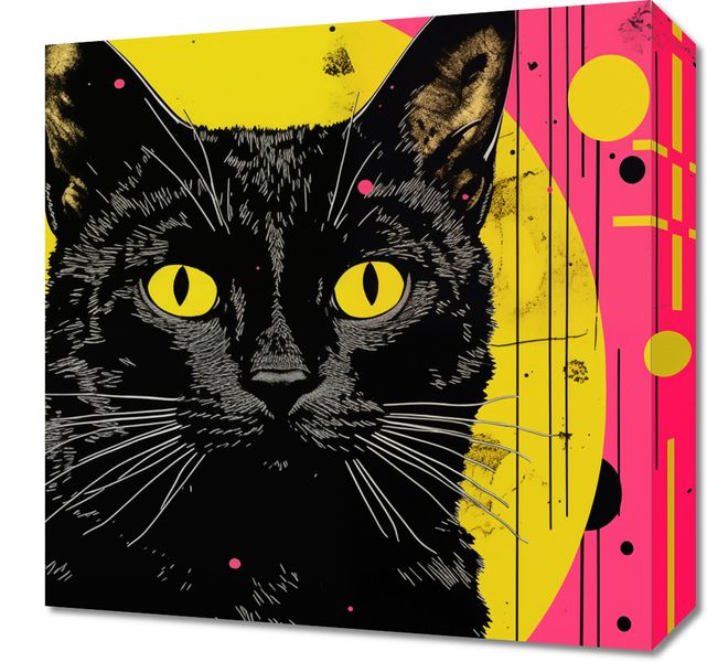 Obraz 40x40cm Neonowy Kocur zdjęcie 1