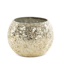 Świecznik dekoracyjny 14x10 cm złote szkło glamour akcent