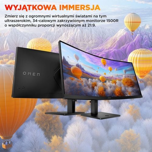Monitor HP Omen 34c G2 Curved Gaming WQHD VA 180Hz HDR 400 34 cale 3440x1440 HDMI DisplayPort VESA AMD FreeSync na Arena.pl