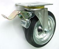 koło metal-guma 200mm obudowa skrętna+hamulec 65h - kl200 skr h