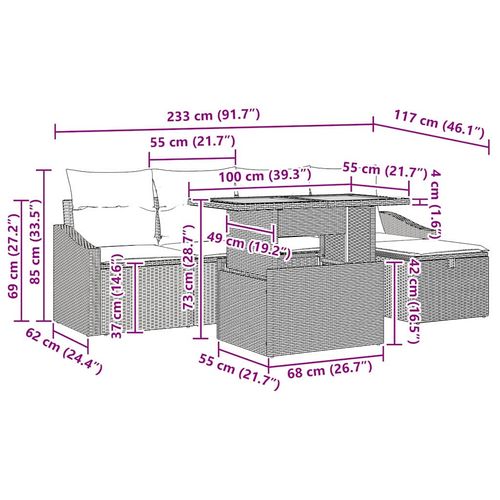 Zestaw Sof na Ogród z poduszką 6 pcs Beżowy Polirattan na Arena.pl