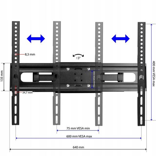 UCHWYT DO TELEWIZORA WIESZAK ŚCIENNY OBROTOWY TV MOCNY SOLIDNY LCD 32-70 CA na Arena.pl