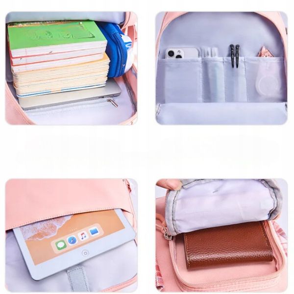 PLECAK SZKOLNY TORNISTER MŁODZIEŻ W KRATĘ POJEMNY DUŻY DO SZKOŁY KL. 1-3 zdjęcie 9