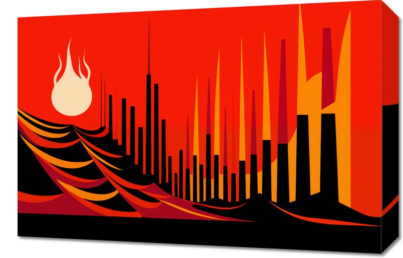 Obraz 60x40cm Miejski Krwisty Ogień zdjęcie 1