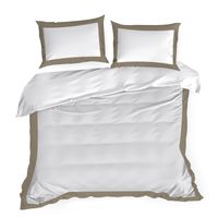 Pościel satynowa z kantą LAURA 220X200 70X80X2 biała+kawa