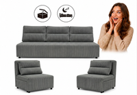 Zestaw wypoczynkowy sofa kanapa fotele szary antracyt sztruks wygodny Kimo