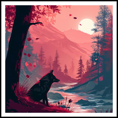 Plakat 80x80cm Wilk Przy Brzegu Lasu na Arena.pl