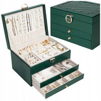 SZKATUŁKA NA BIŻUTERIĘ ORGANIZER ELEGANCKI KUFEREK POJEMNY PUDEŁKO