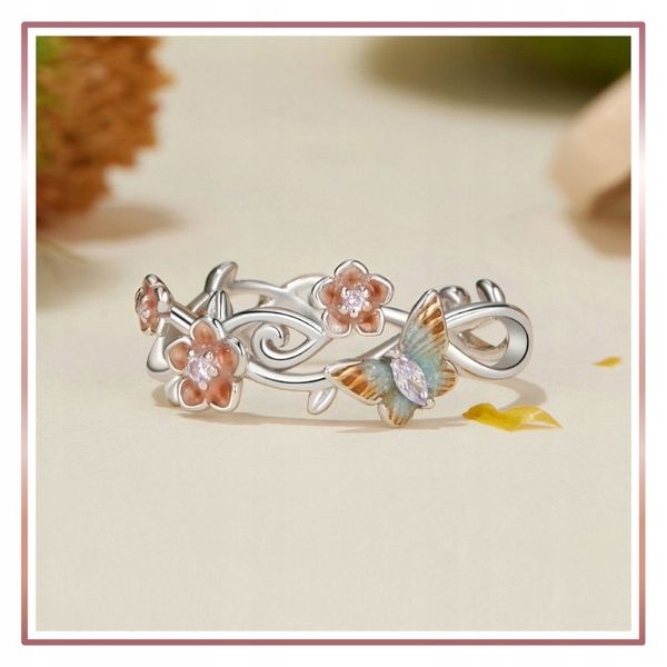 Srebrny Pierścionek Otwarty ZAPACH WIOSNY S925 zdjęcie 5