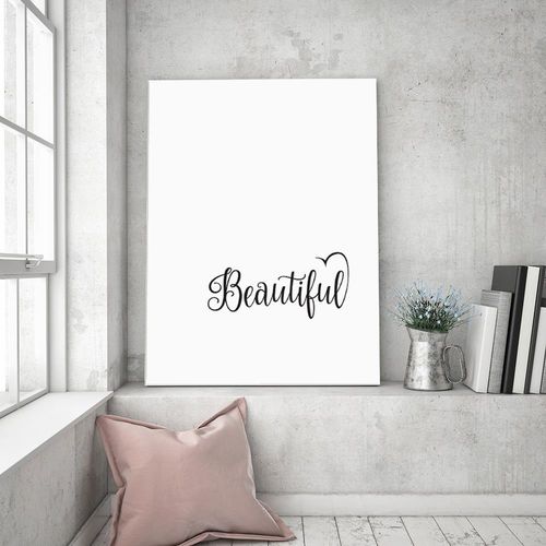 Obraz na płótnie – Canvas, typografia - Beautiful 60x90 na Arena.pl