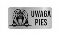 GRAWER Tabliczka nierdzewna laminat 20x10 UWAGA PIES Hawańczyk