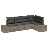 Zestaw Sof na Ogród 5 pcs Szary 264 x 154 x 85 cm Polirattan
