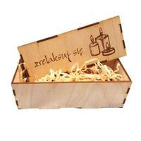 Drewniane Pudełko Prezentowe „Zrelaksuj Się” 18 cm x 7 cm