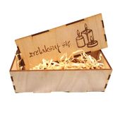 Drewniane Pudełko Prezentowe „Zrelaksuj Się” 18 cm x 7 cm