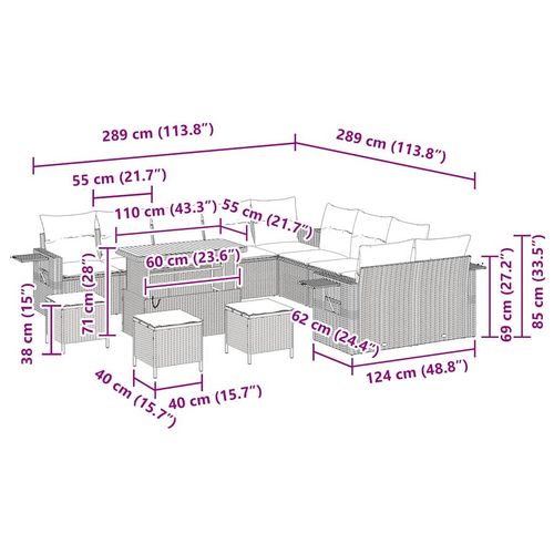 Zestaw Sof na Ogród 14 pcs Beżowy polirattan na Arena.pl