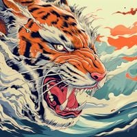 Plakat 100x100cm Tygrys Na Fali