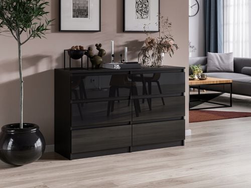 Komoda Do Salonu Sypialni Na Rzeczy 120 x 30 x 77 CM Pari 6 Czarny Połysk na Arena.pl