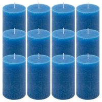 Zestaw świec rustykalnych, 11,5 cm, Ø 6,8 cm, niebieski, 12