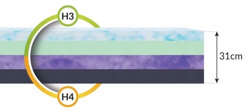 Materac 180x200x31 piankowy H3 H4 SOLID GREEN, REVINE PURPLE, EUCAFEEL, HR na Arena.pl