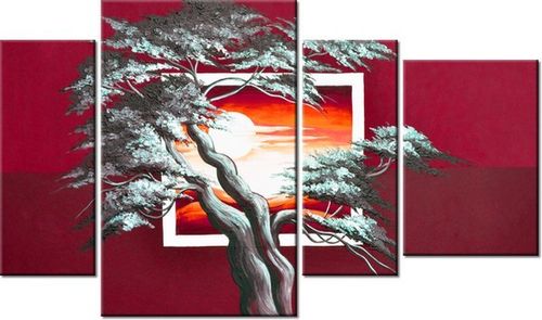 135CM 80 OBRAZ 4 ELEM KARMAZYNOWY ZACHÓD SŁOŃCA ŚCIENNY na Arena.pl